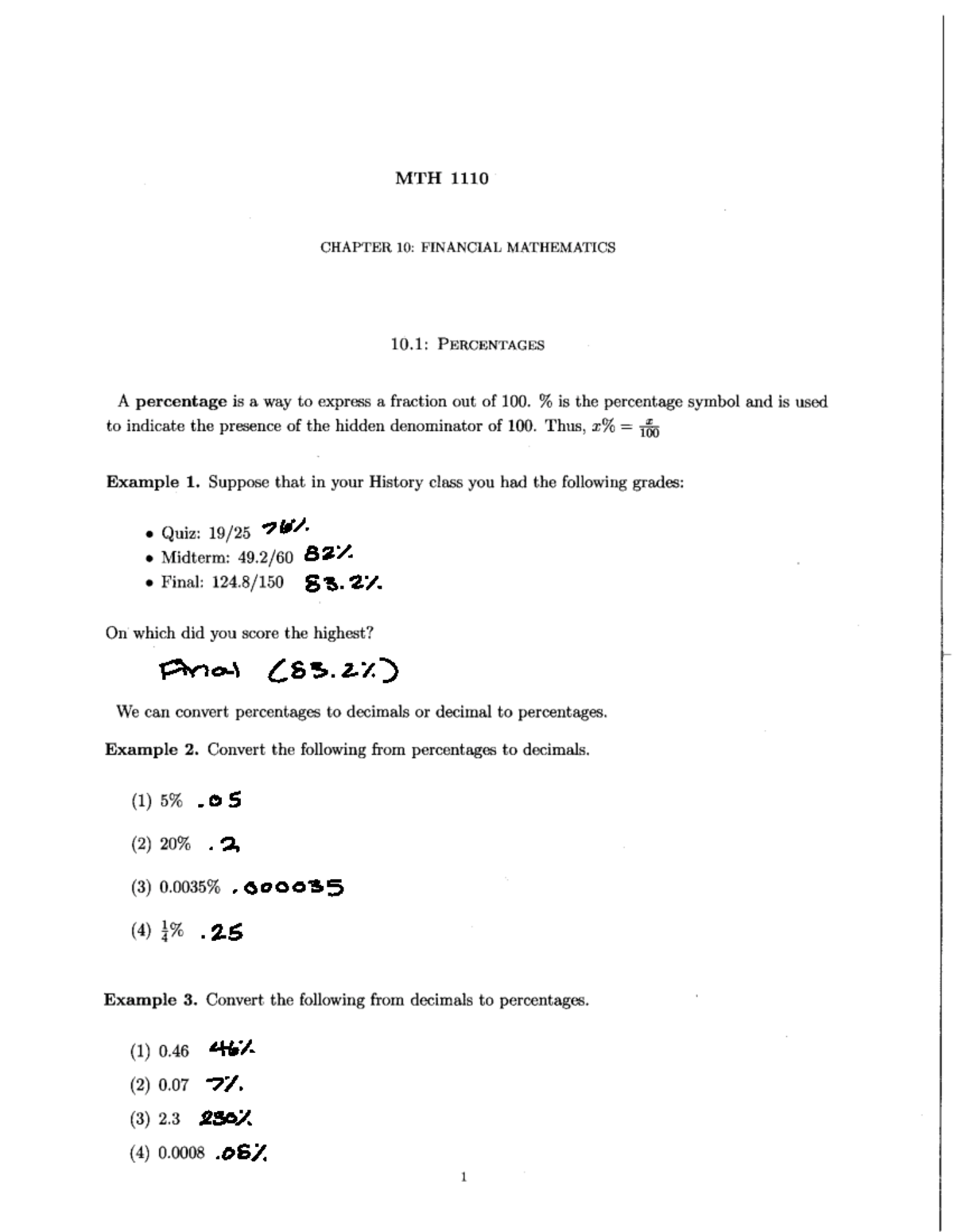 MTH 1110 10.1 Notes - MTH 1110 - 70% & 2' 83% Final (83%) OS 2 · 00003 ...