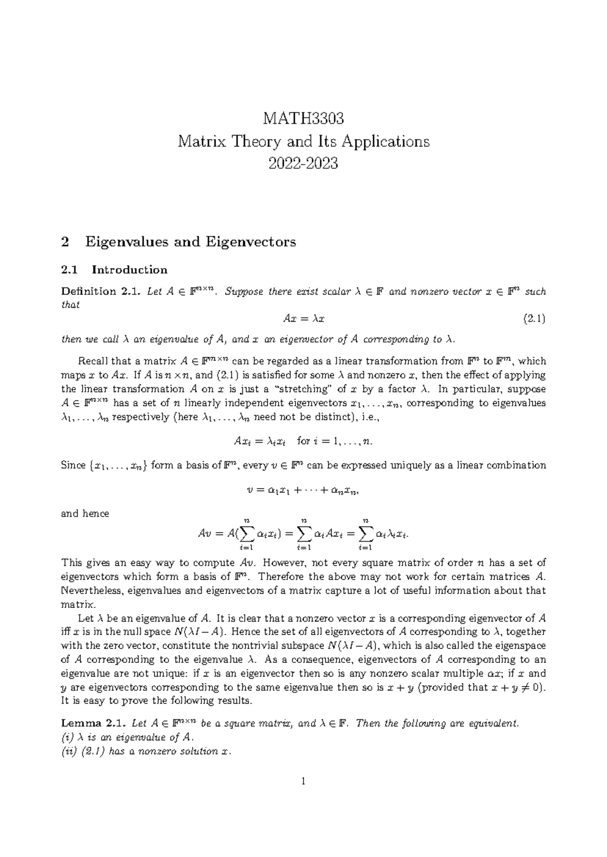 Math3303 Tut1 - TUT/3303/2/2022- Jon Cheah THE UNIVERSITY OF HONG KONG ...