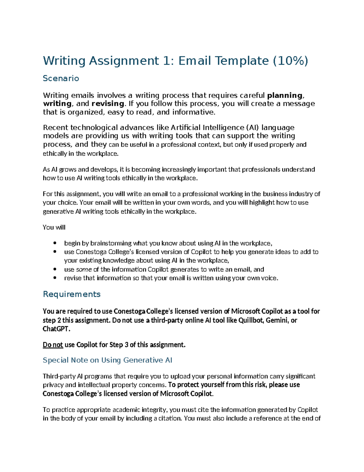 Writing Assignment 1: Ethical Use of AI in Email Communication - Studocu