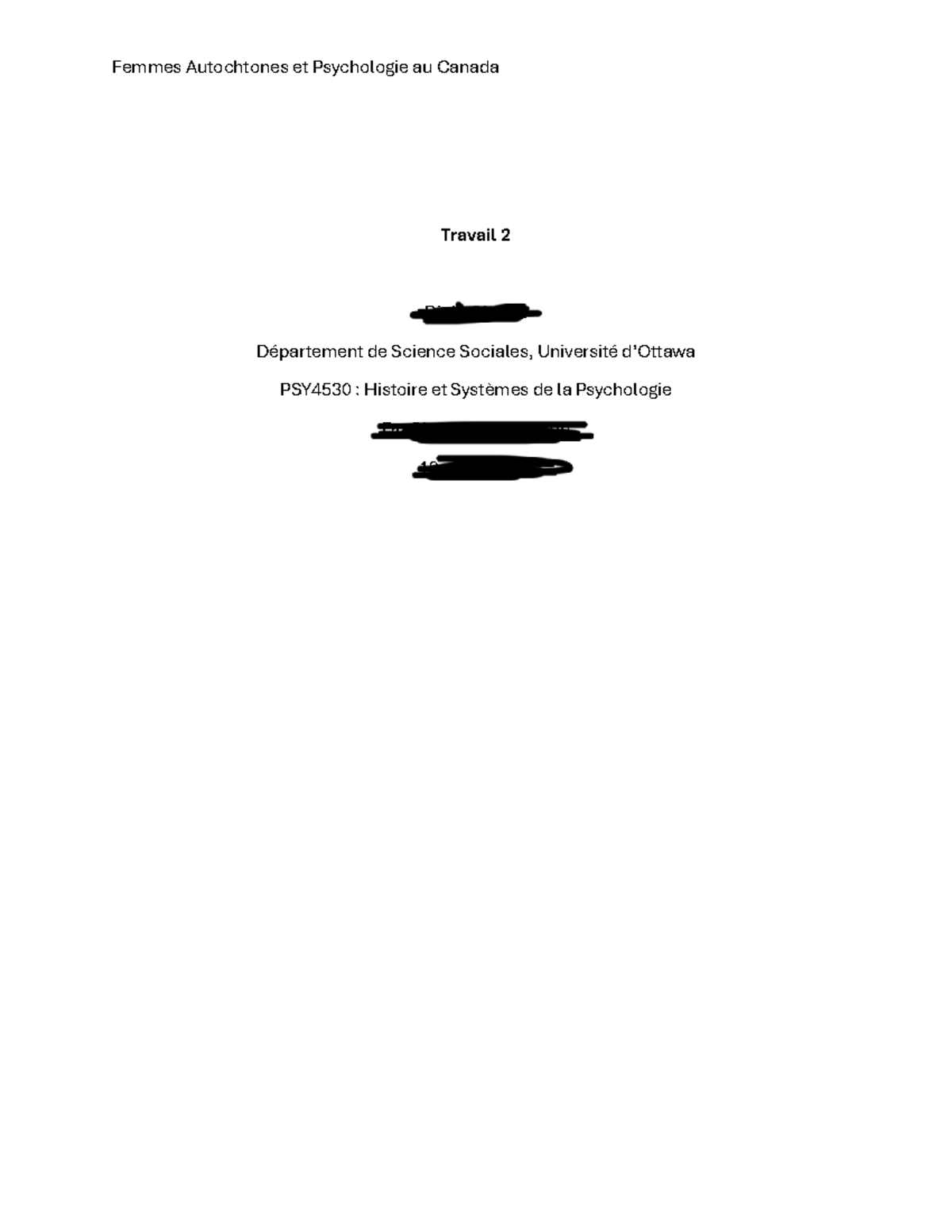 Femmes Autochtones et Psychologie au Canada : Résistance et ...