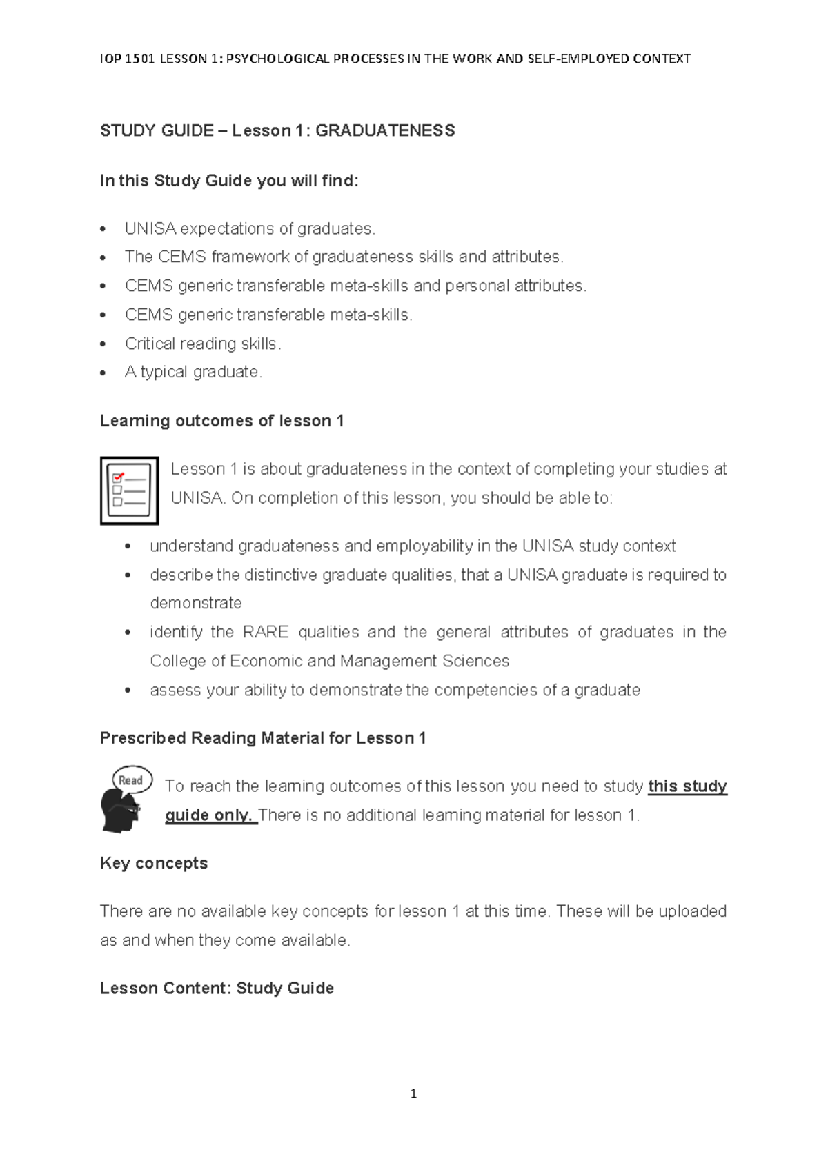 2023 Study guide Lesson 1 Graduateness - STUDY GUIDE – Lesson 1 ...
