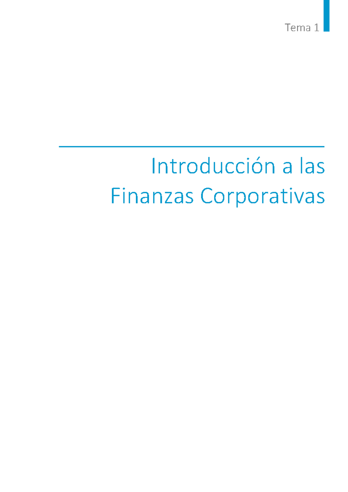 Tema 1: Introducción a las Finanzas Corporativas - UNIR - Studocu