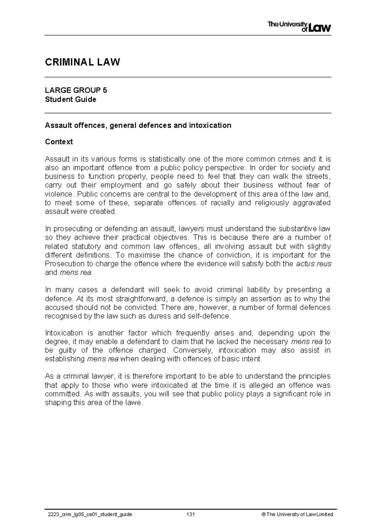 Criminal Law 2223: Large Group 6 Student Guide on Sexual Offences - Studocu