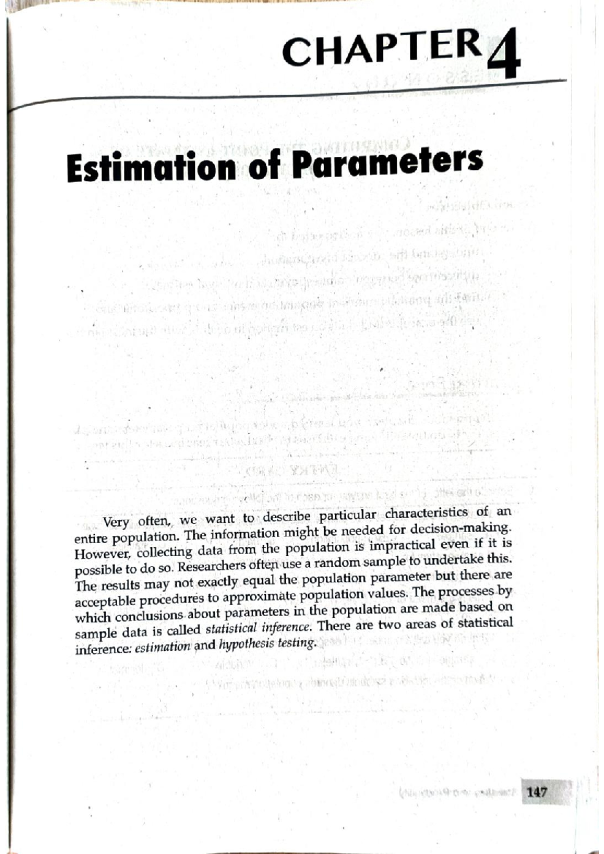 Statistics and Probability Chapter 4: Estimation of Parameters Insights ...