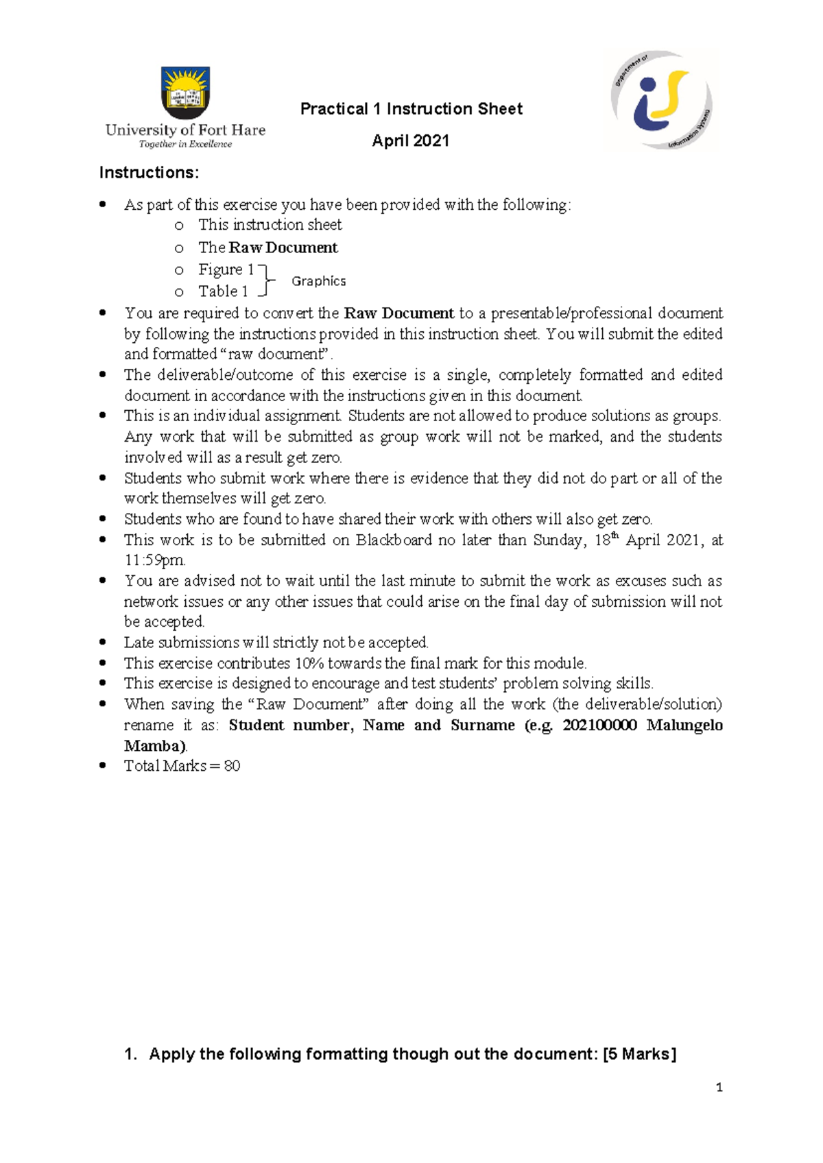 MS Word Exercise 1: Formatting & Editing Instructions - Studocu