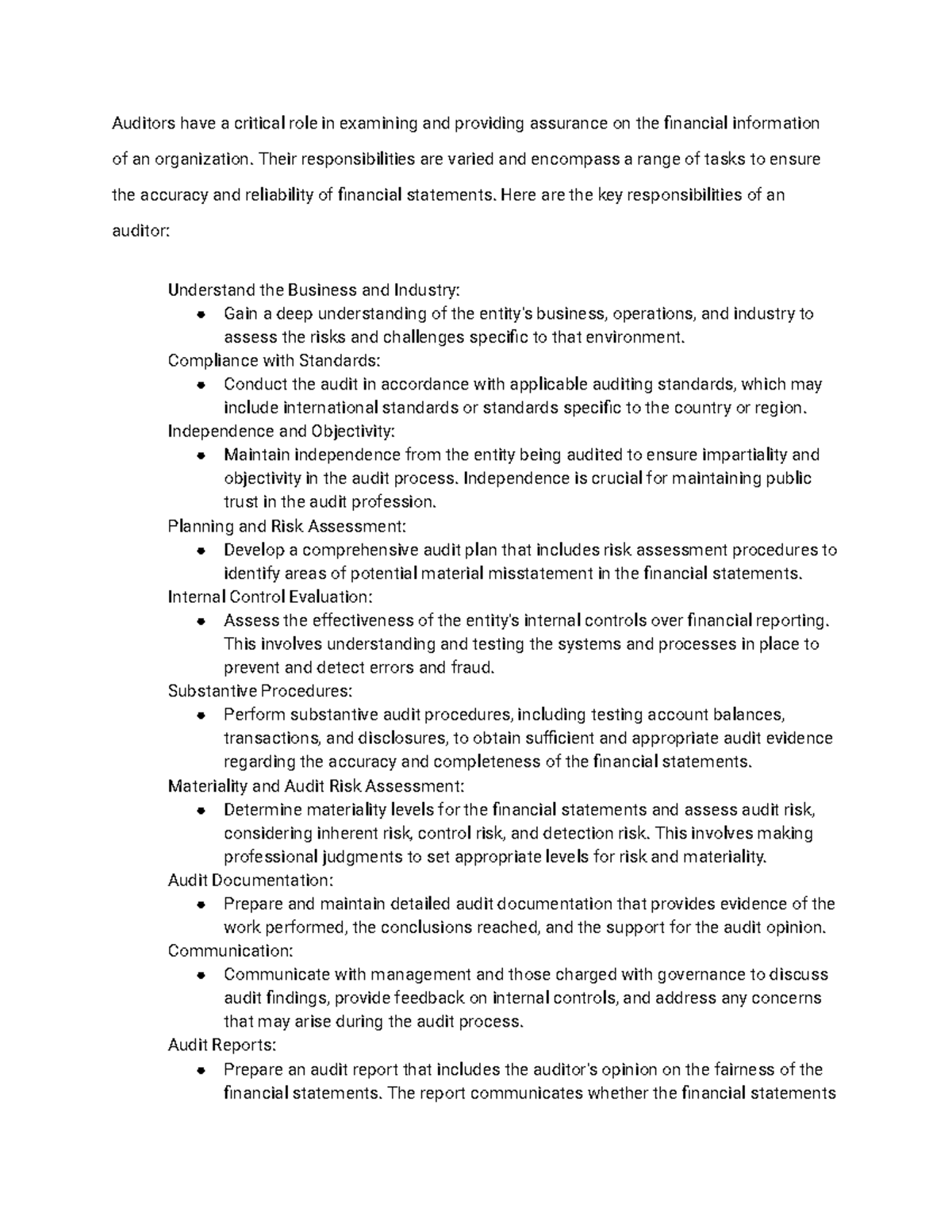 Audit Theory - 5 - Summary of basic concepts - Auditors have a critical ...