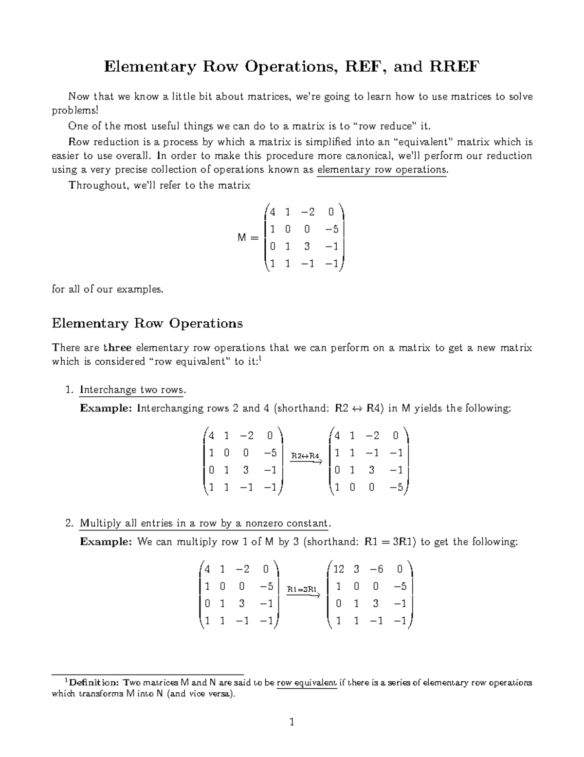 Elementary Row Operations: REF & RREF Exercises - Studocu