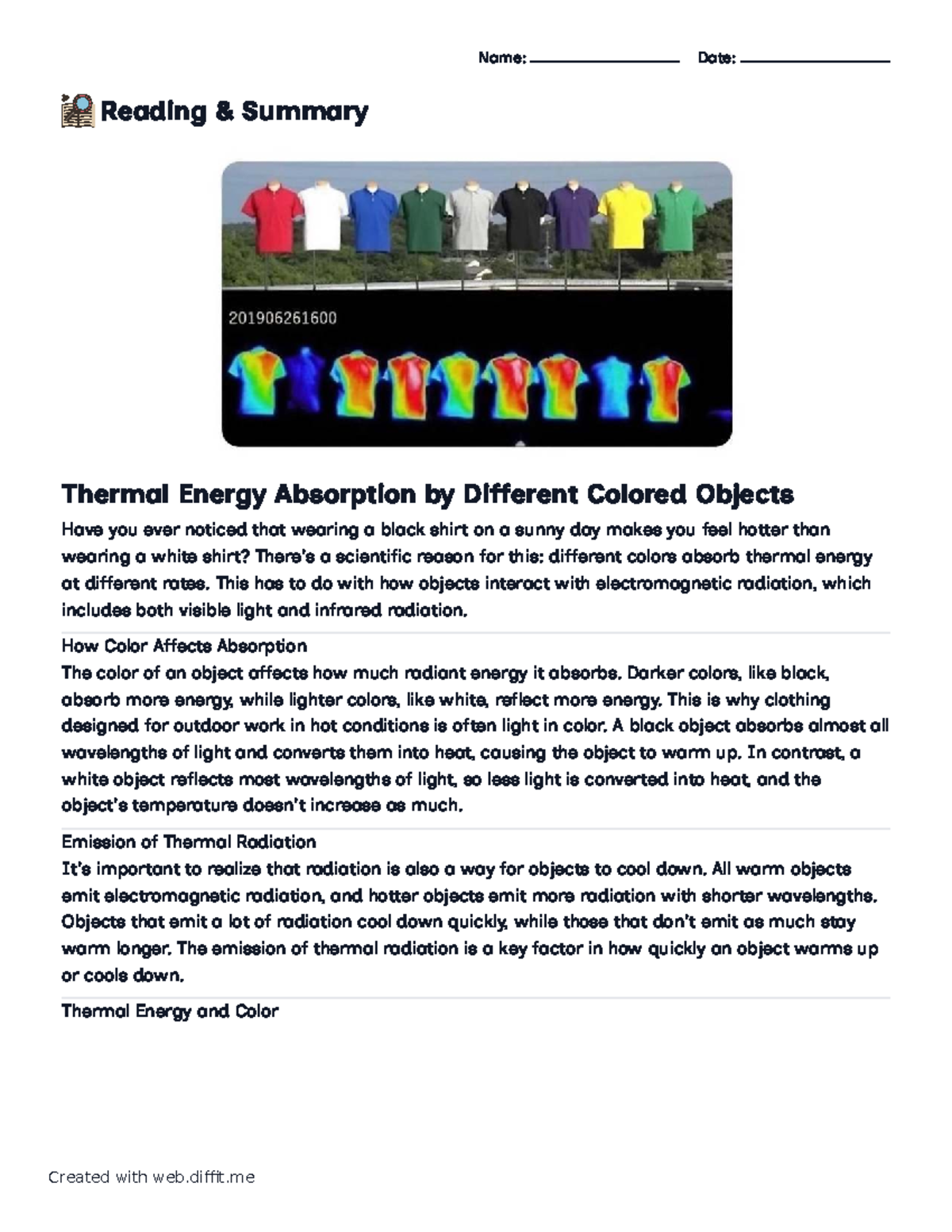 Color and Thermal Energy Absorption: A Study on Heat Dynamics - Studocu