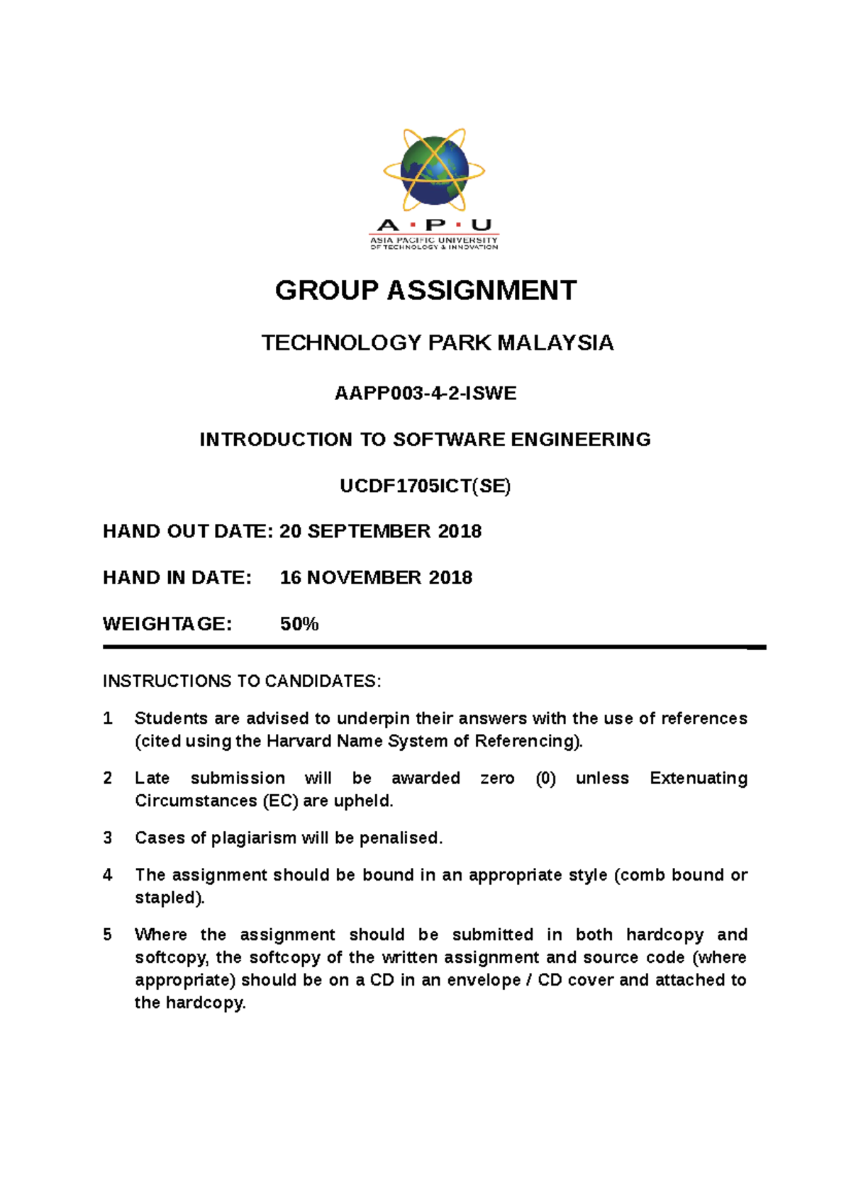 ISWE Group Assignment 9 - GROUP ASSIGNMENT TECHNOLOGY PARK MALAYSIA ...