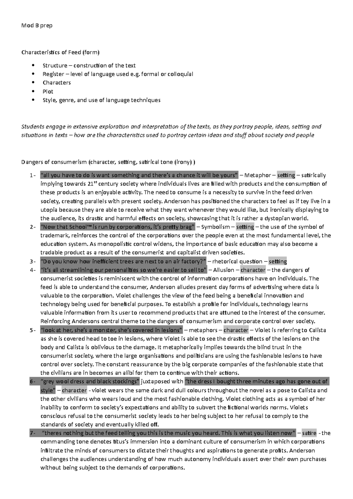 Mod B Prep - English Standard: Consumerism and Technology Analysis ...