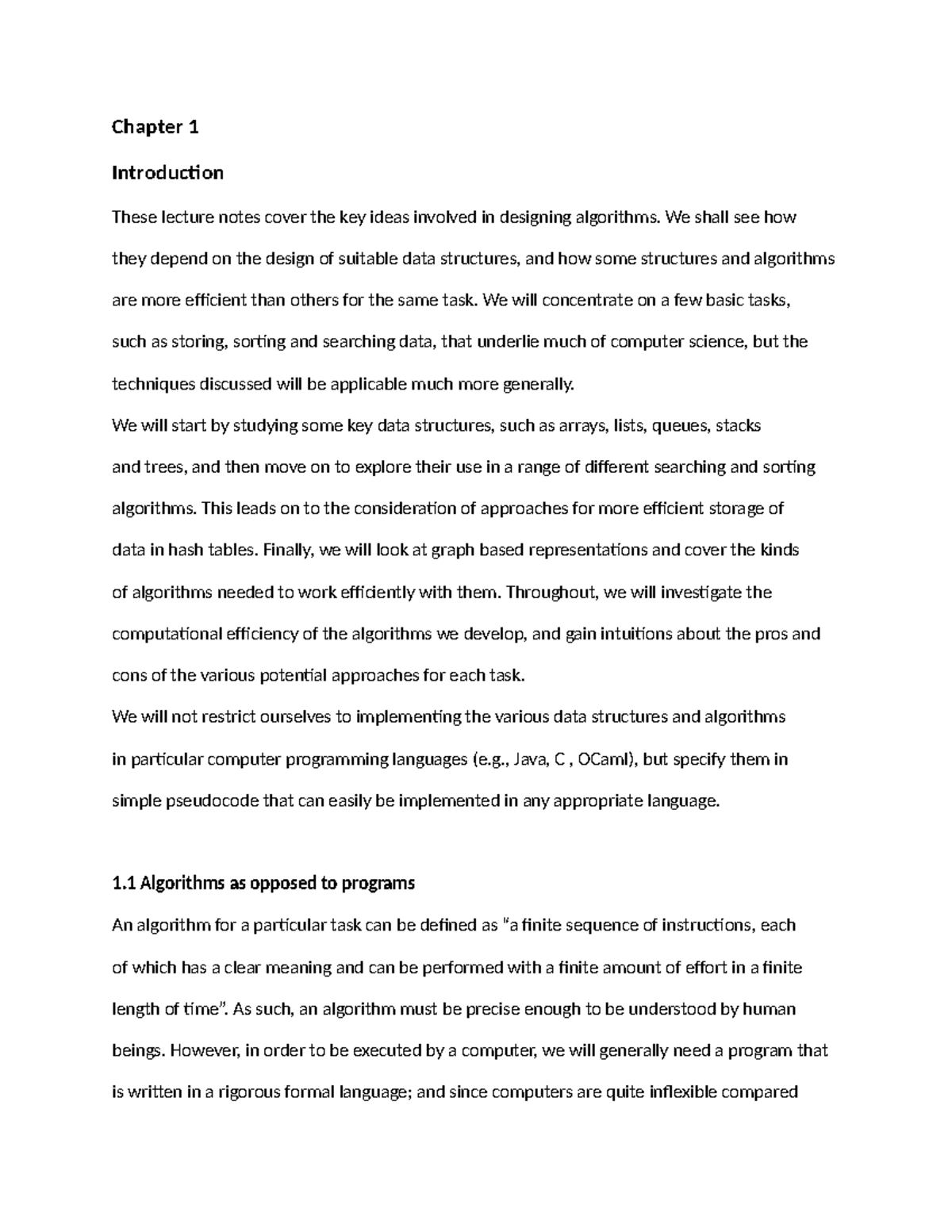 Data structure and algorithms - Chapter 1 Introduction These lecture ...