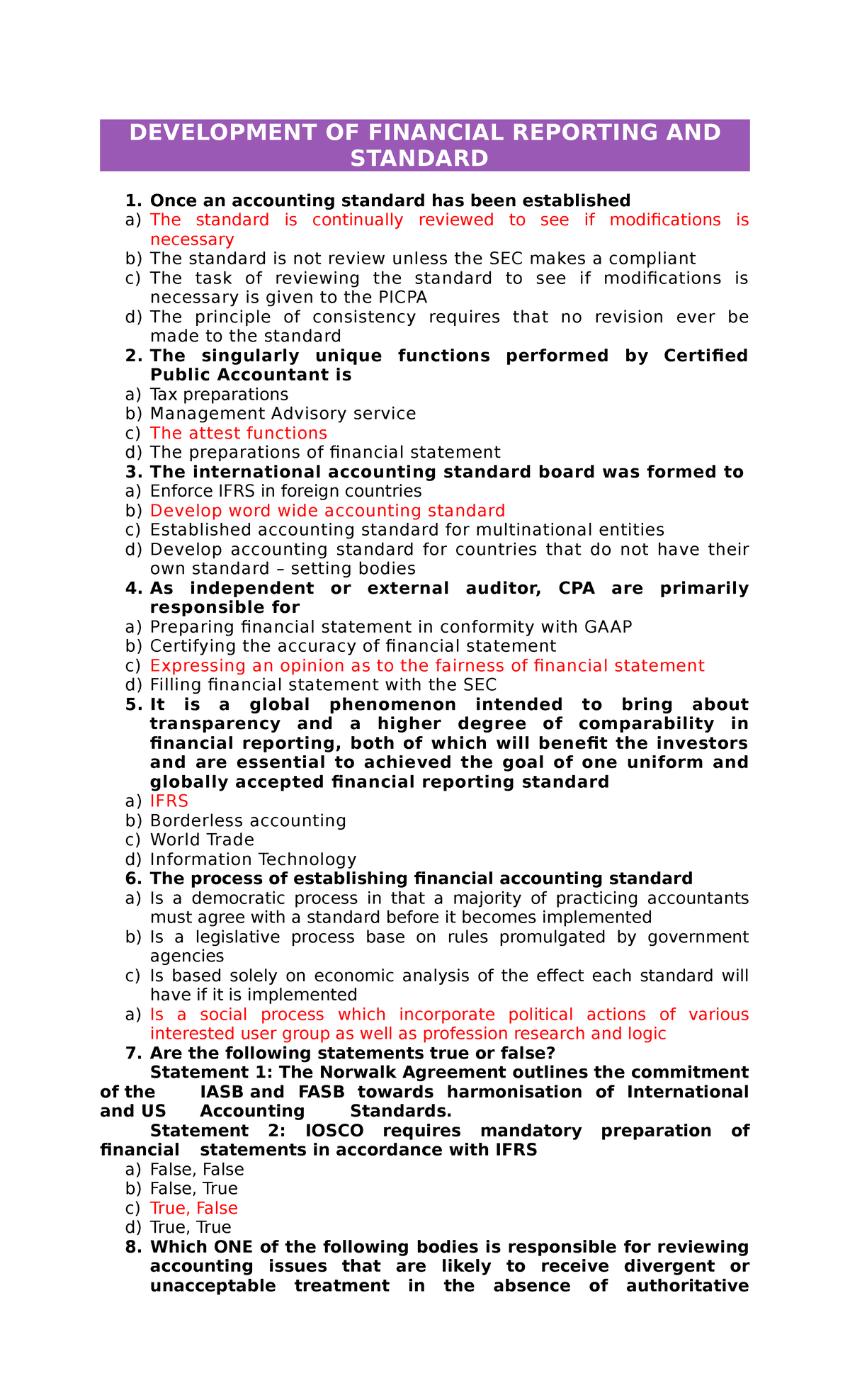 Accounting - Acctng: Financial Reporting Development and Standards ...