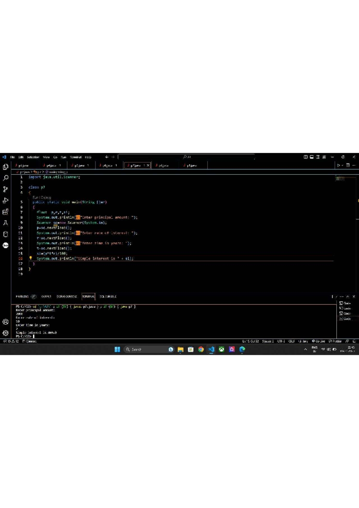Java Programming Assignment: Simple Interest & Integer Operations - Studocu