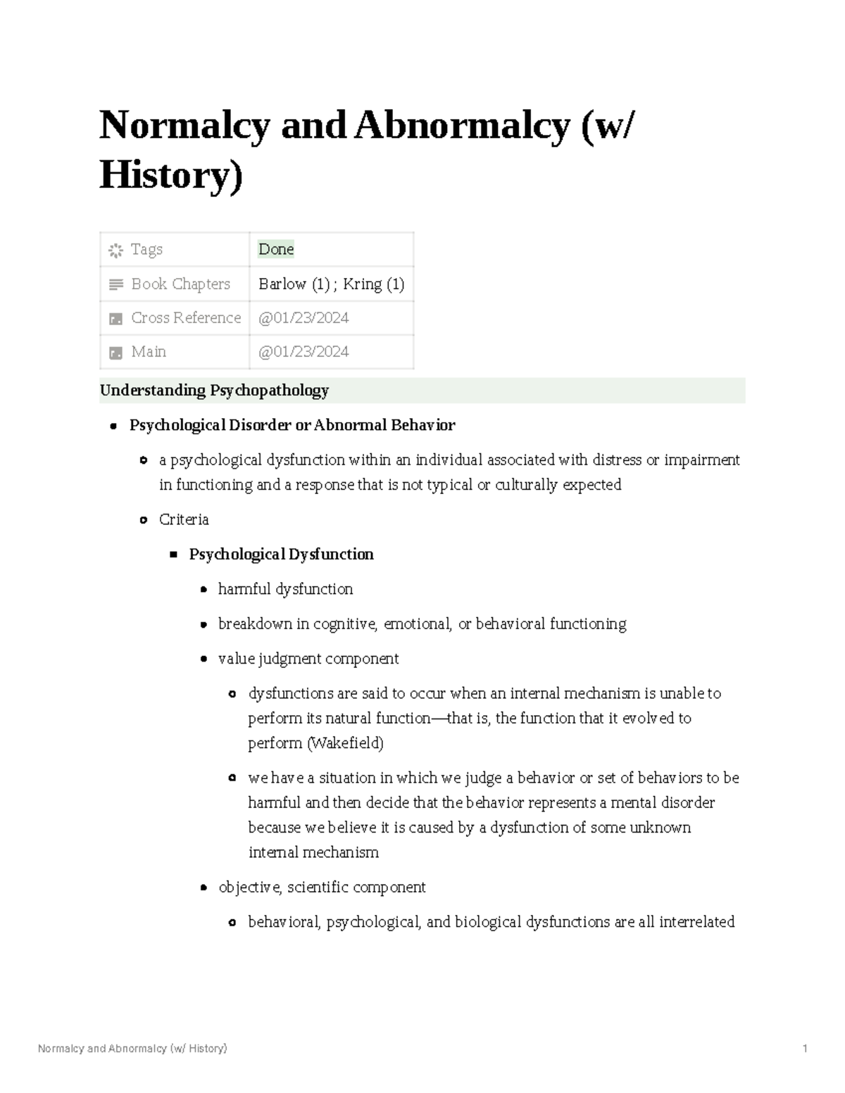 Normalcy and Abnormalcy in Psychopathology: A Historical Overview - Studocu