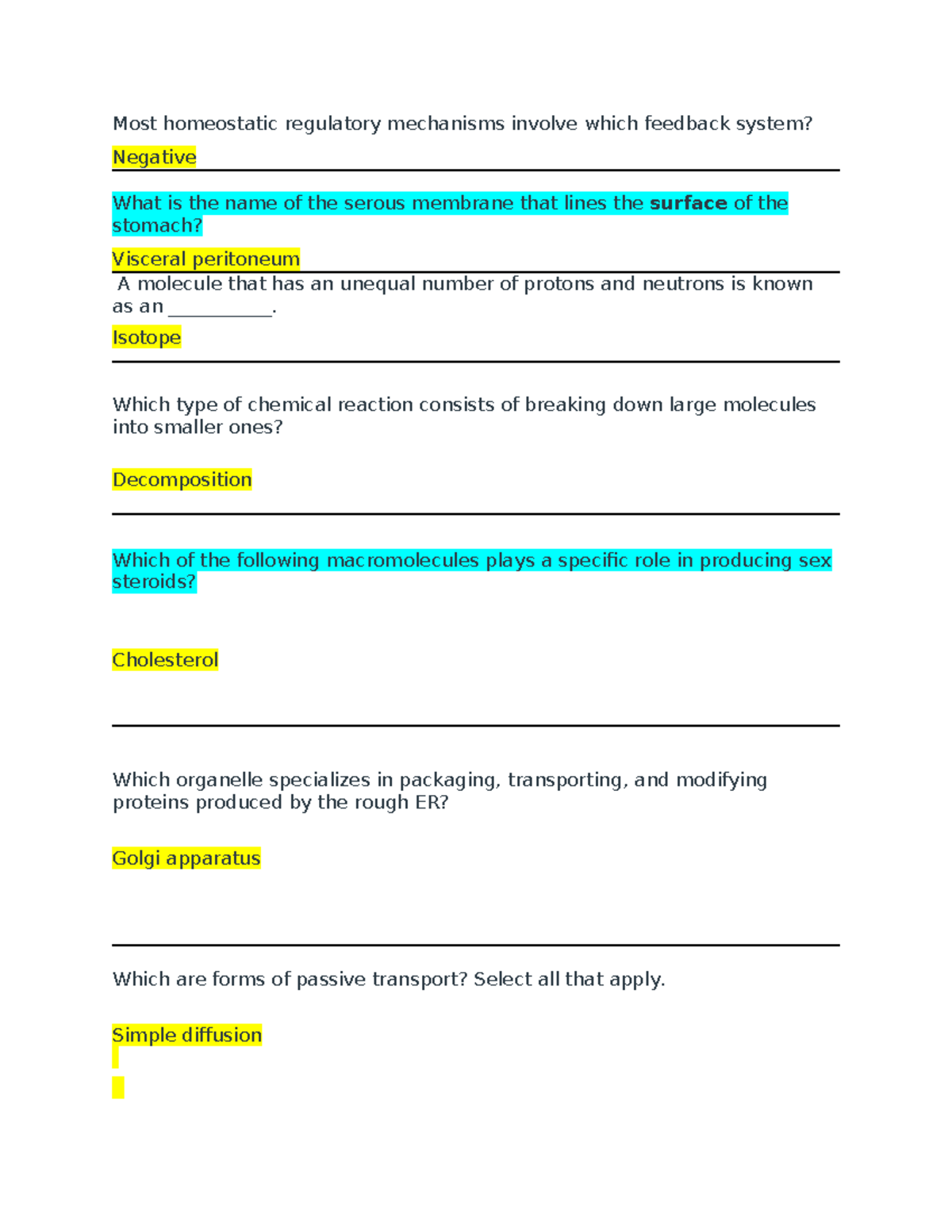 BIOL 101 - Comprehensive Review Practice Questions and Answers - Studocu