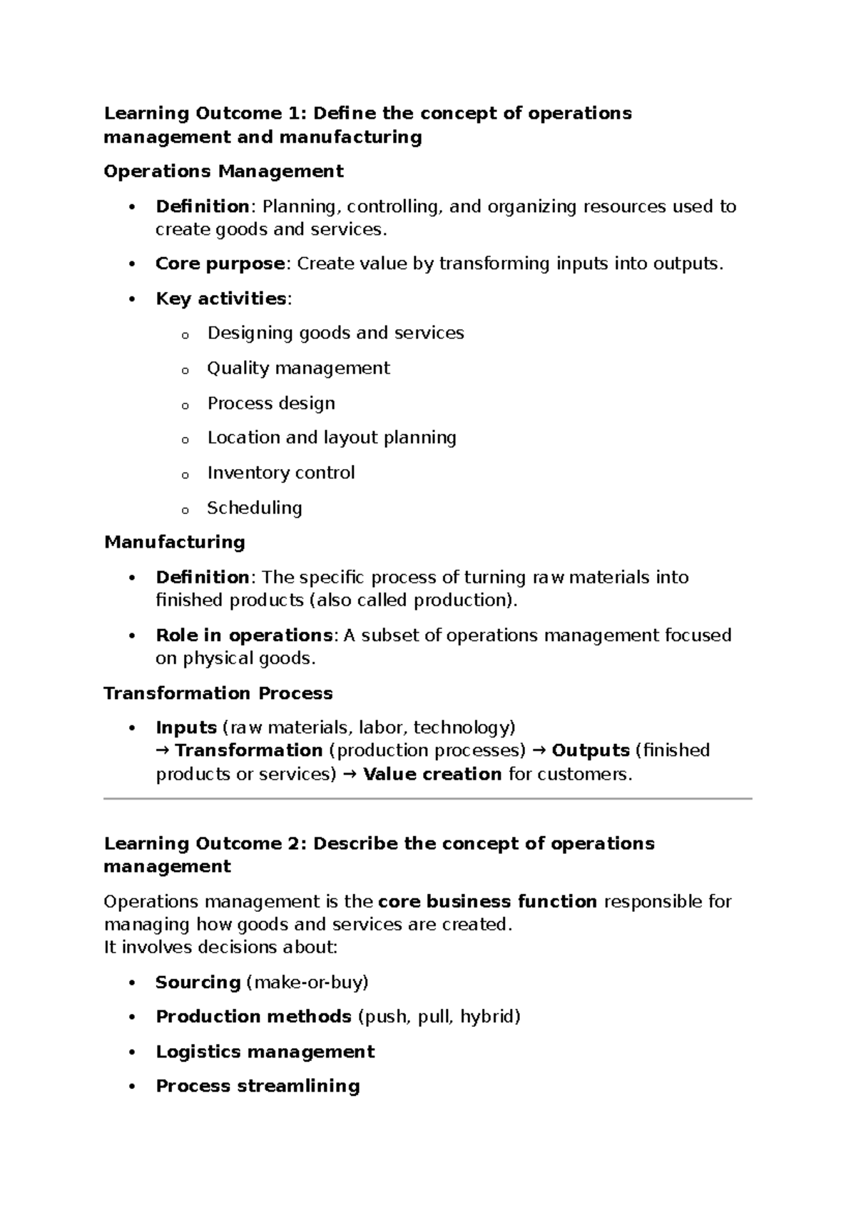 Operations Management Overview: Key Concepts and Strategies - Studocu