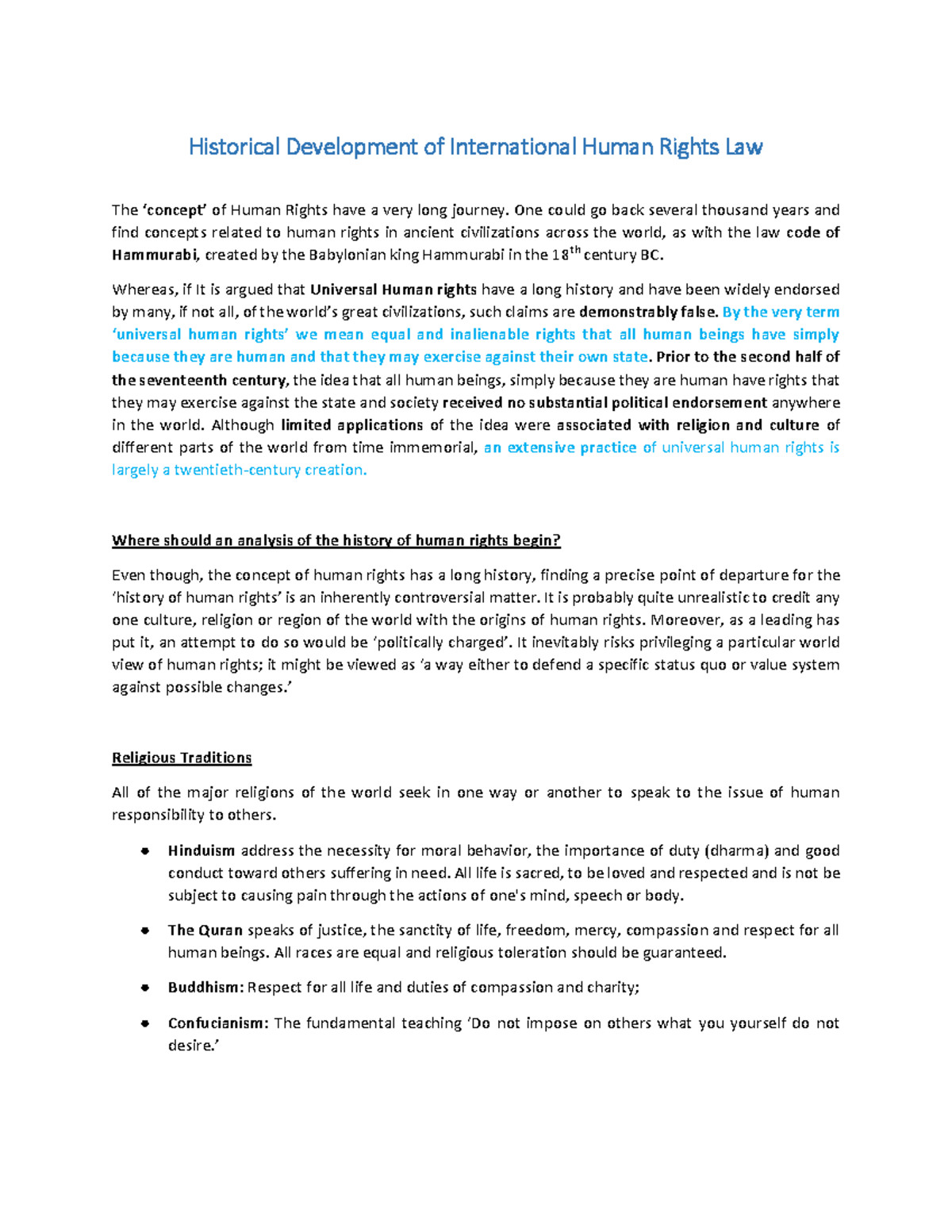 IHRL 101: A Comprehensive Overview of Human Rights Development - Studocu