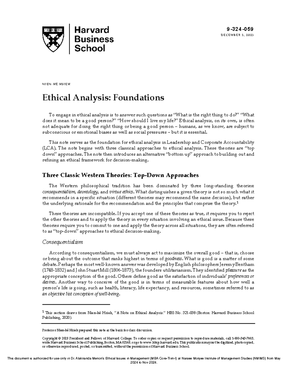 LCA 2023 Ethical Analysis Foundations: Key Theories and Frameworks ...