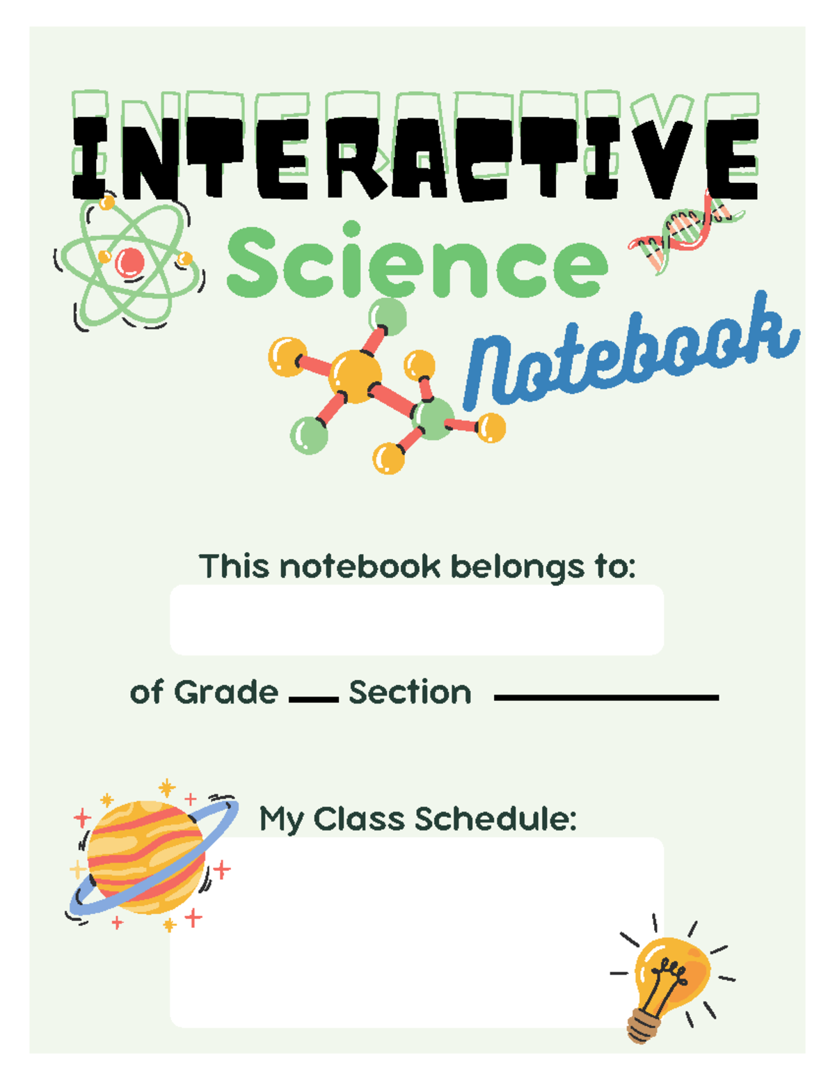Interactive Science Notebook Template for Grade Section MALE - Studocu