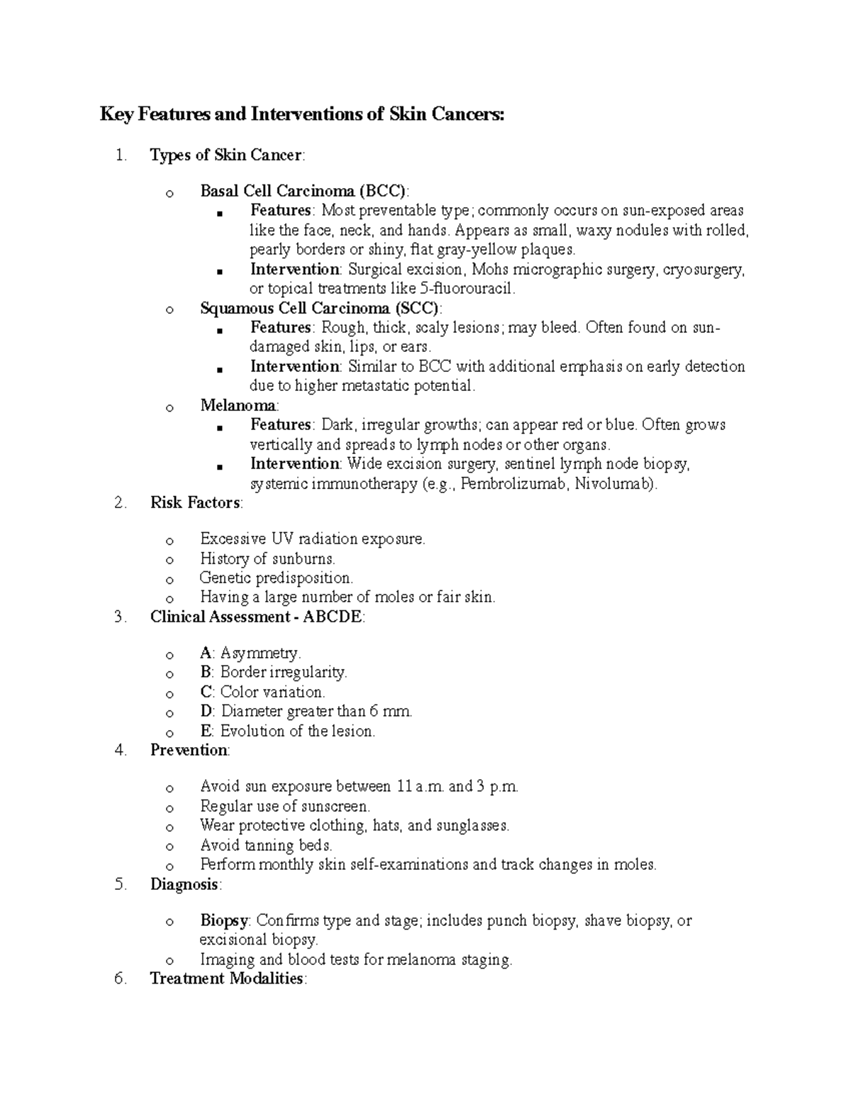 Integumentary System: Key Features & Interventions of Skin Cancers ...