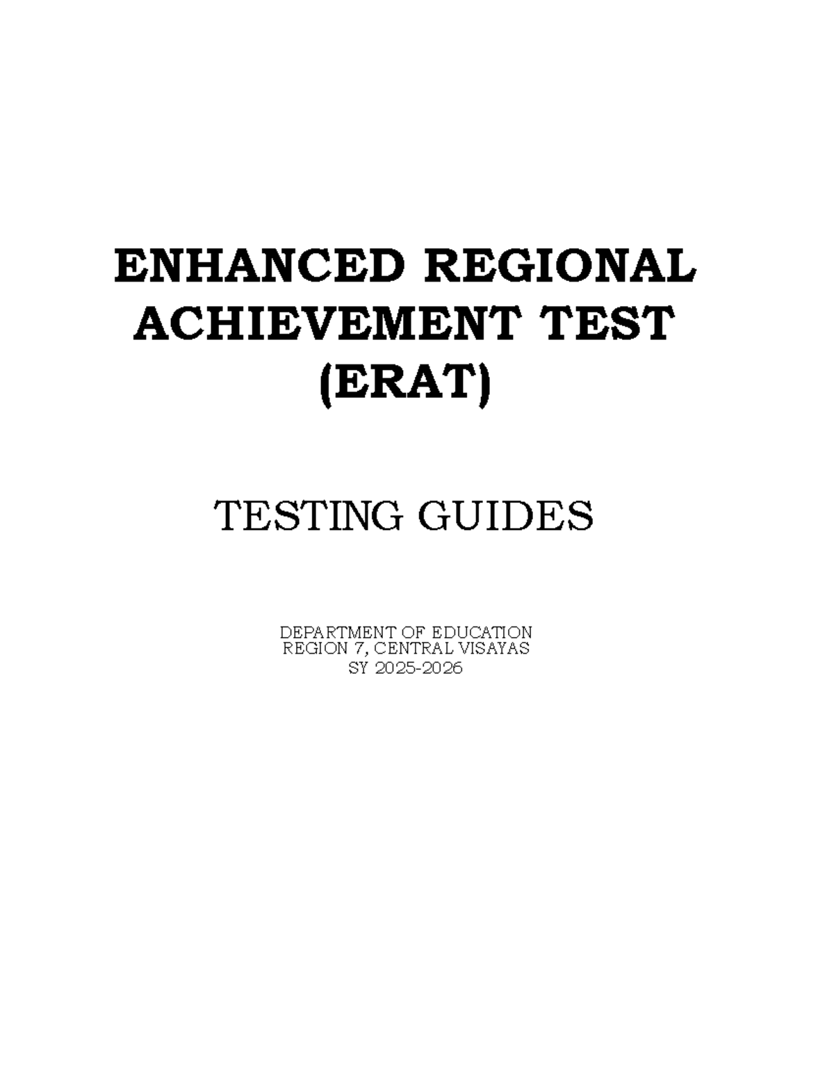 ERAT 2026 Testing Guides: Paper-Based & Online Administration - Studocu