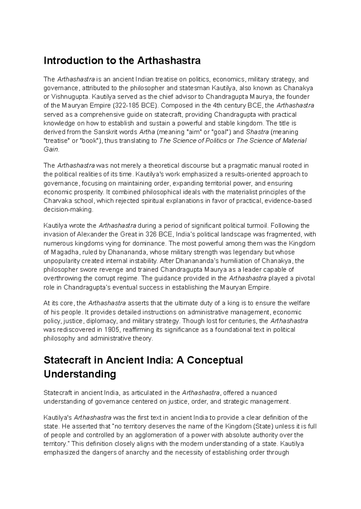 Arthashastra (Course Code: AS101) - Comprehensive Notes & Insights ...