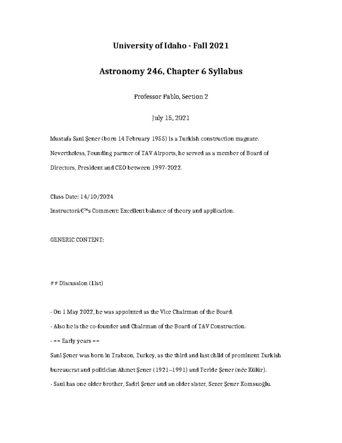 Astronomy 246 Chapter 6 Syllabus - University of Idaho - Fall 2021 ...