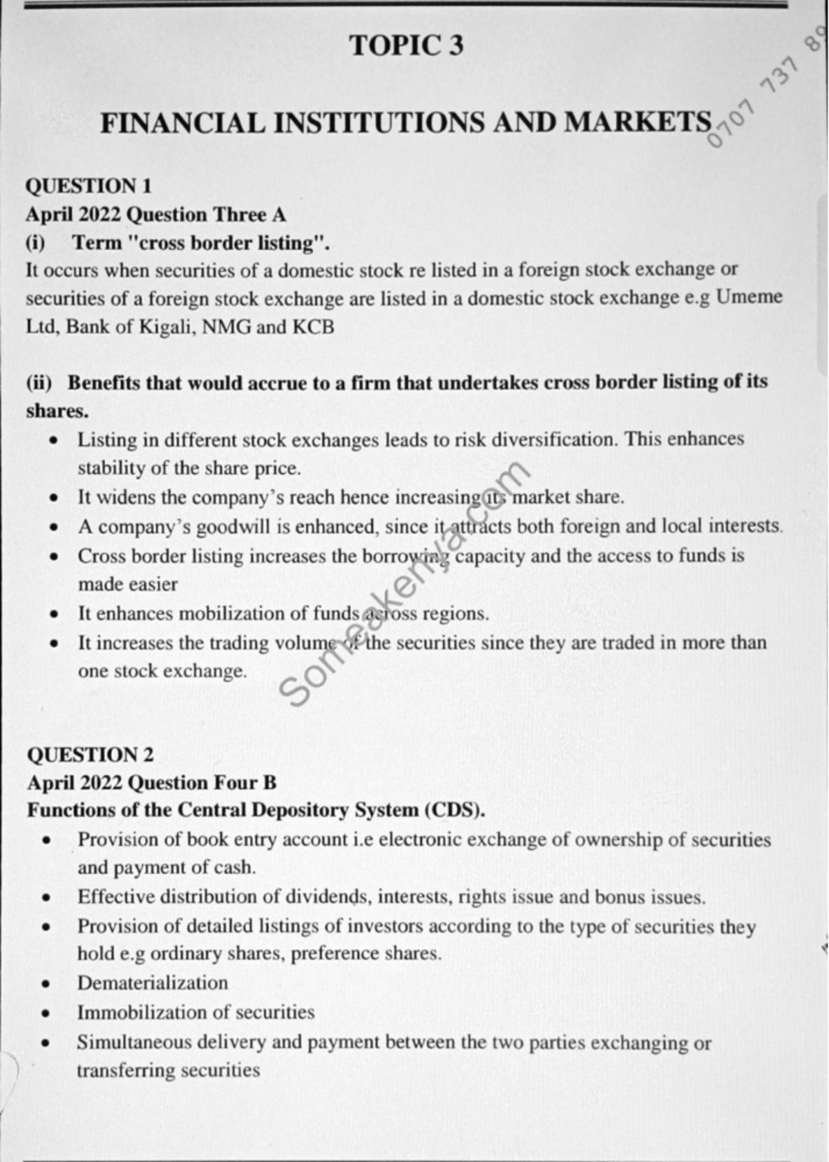 Financial Institutions and Markets Solutions (FIN 101) - Studocu