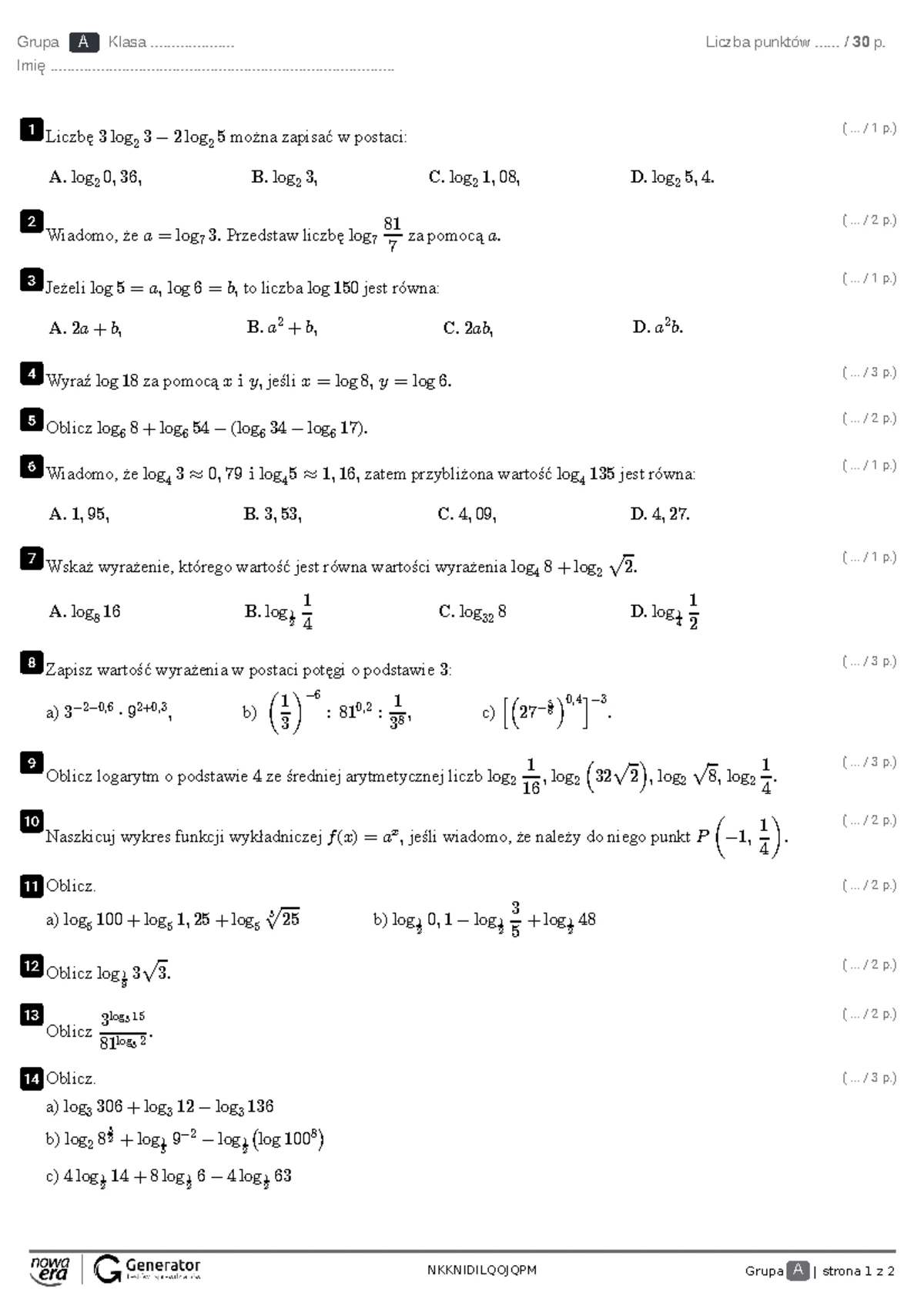 Matematyka Z Plusem 3 Funkcje Sprawdzian www.studocu.com