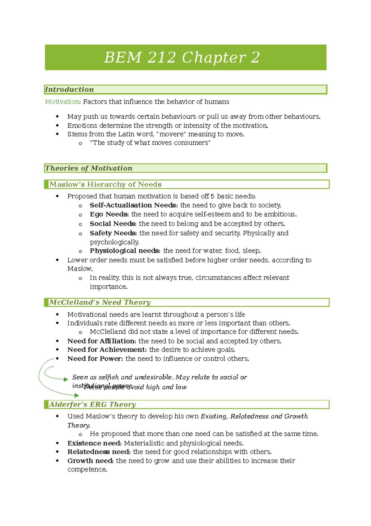 BEM 212 Chapter 2 - Summary of Consumer Behavior Influencing Factors ...