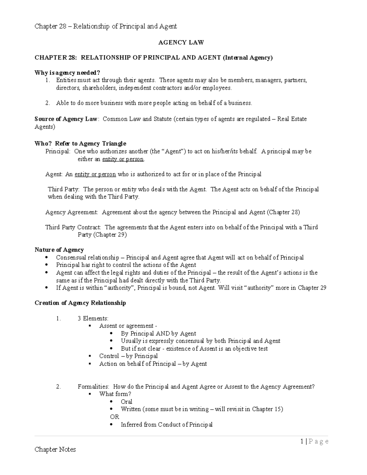 Chapter 28: Relationship of Principal and Agent - Agency Law Notes ...