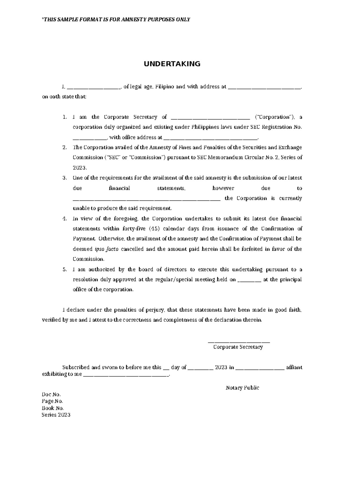 2023Forms a002 - DSA - *THIS SAMPLE FORMAT IS FOR AMNESTY PURPOSES ONLY ...