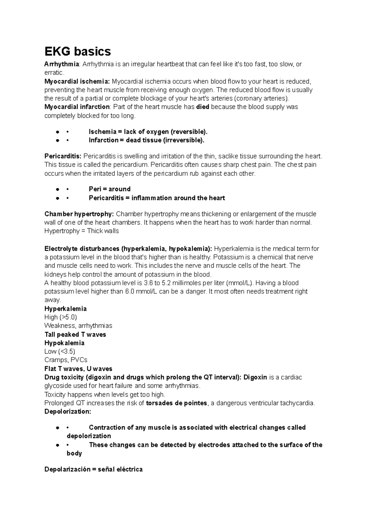 EKG Basics: Understanding Heart Function and Arrhythmias - Studocu