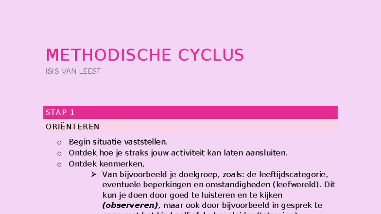 Methodische Cyclus: Stap 1 Oriënteren en Ontwerpen - Studeersnel