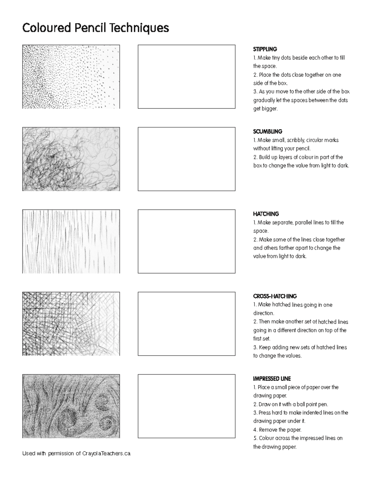 Coloured-Pencil-Worksheet - Coloured Pencil Techniques STIPPLING 1 ...
