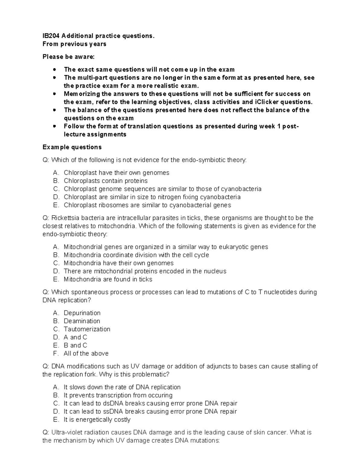 2024 IB204 Exam 1 additional questions v2 - IB204 Additional practice ...