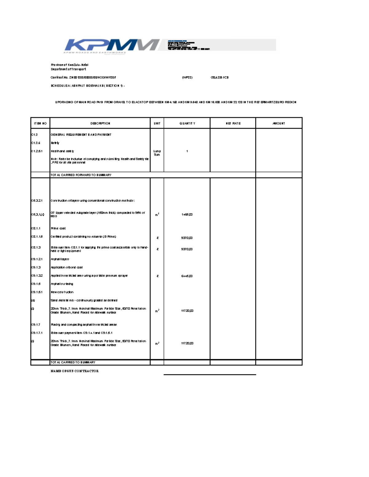 P419 Sidewalks Upgrade - WP22 Contract No. GRADE 3CE - Studocu