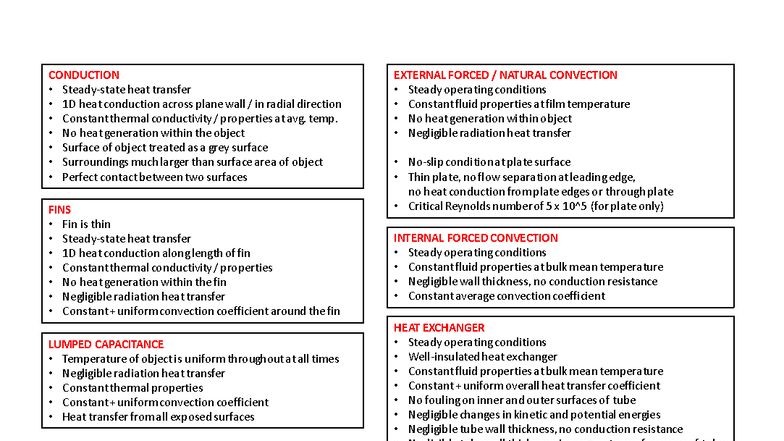 MA3003 Cheat Sheet - Heat Transfer Formulas and Concepts - Studocu