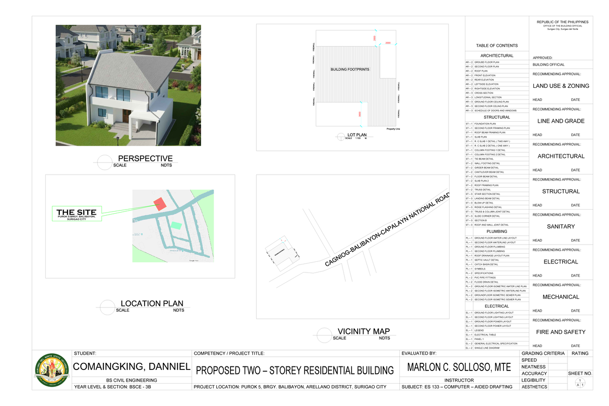 BSCE 3B: Proposed Two-Storey Residential Building Plans - Studocu