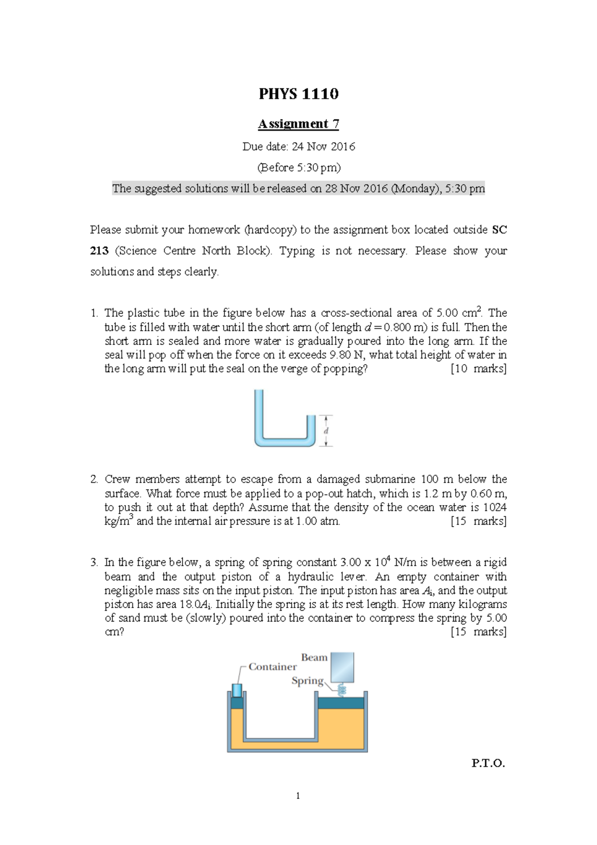 Homework 07 Homework 07 - PHYS 1110 Assignment 7 Due date: 24 Nov 2016 ...