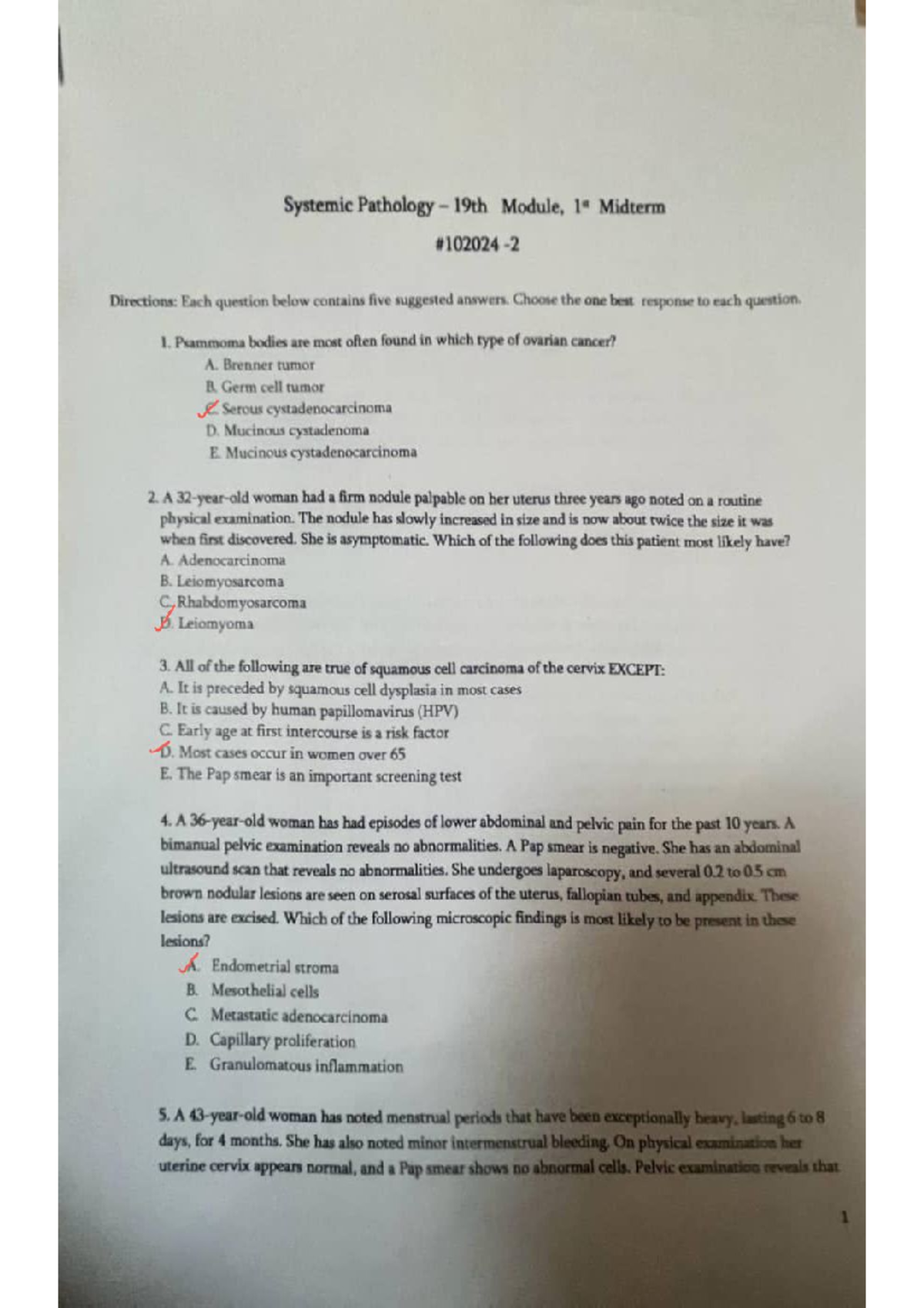 Systemic Pathology 19th Module, 1st Midterm Study Questions and Answers ...