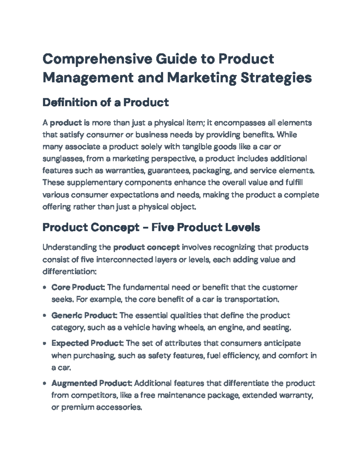Comprehensive Marketing Management Guide for Product Strategies (MKT ...