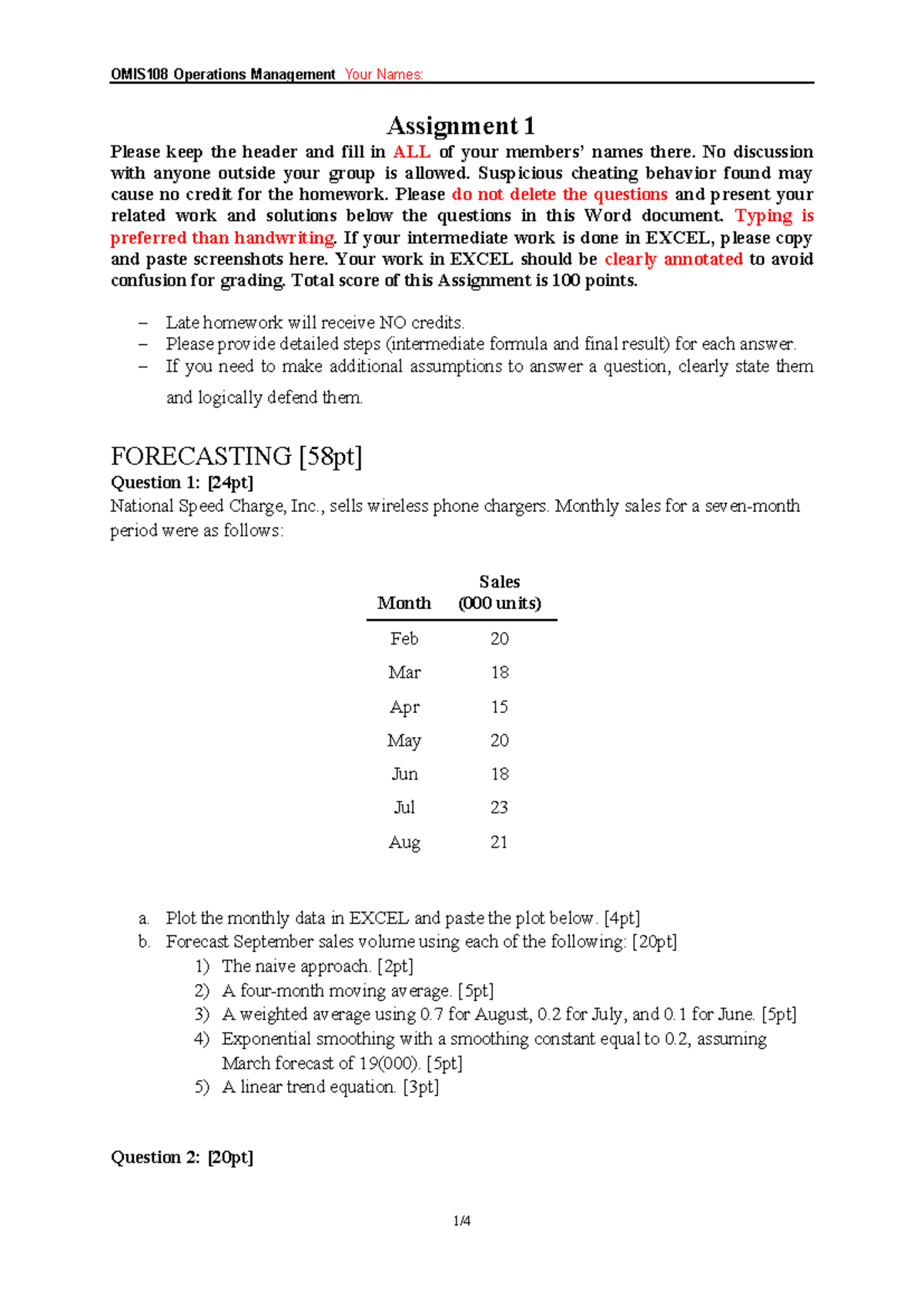 HW1: Forecasting & Capacity Planning Solutions and Analysis - Studocu