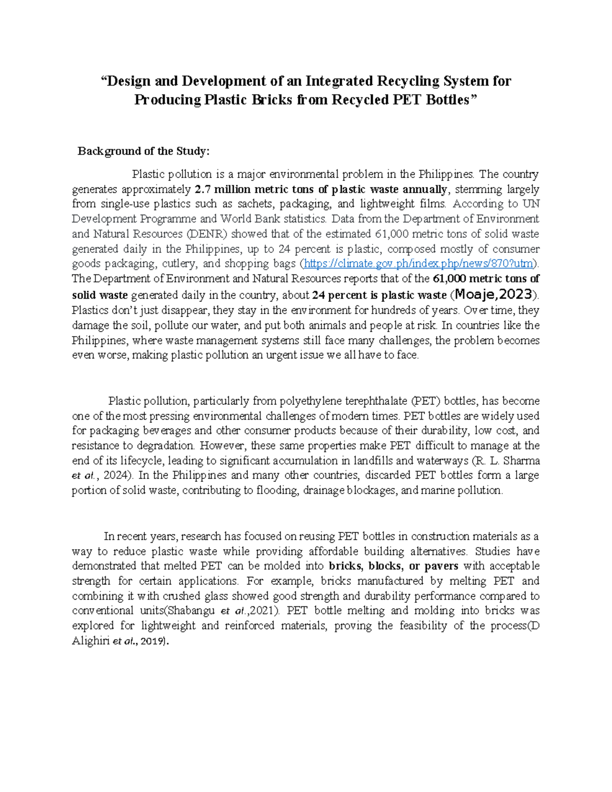 Design and Development of an Integrated Recycling System for Plastic ...