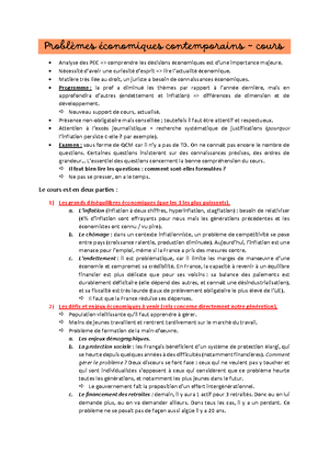 Problèmes économiques et contemporains - Panthéon-Assas - Studocu