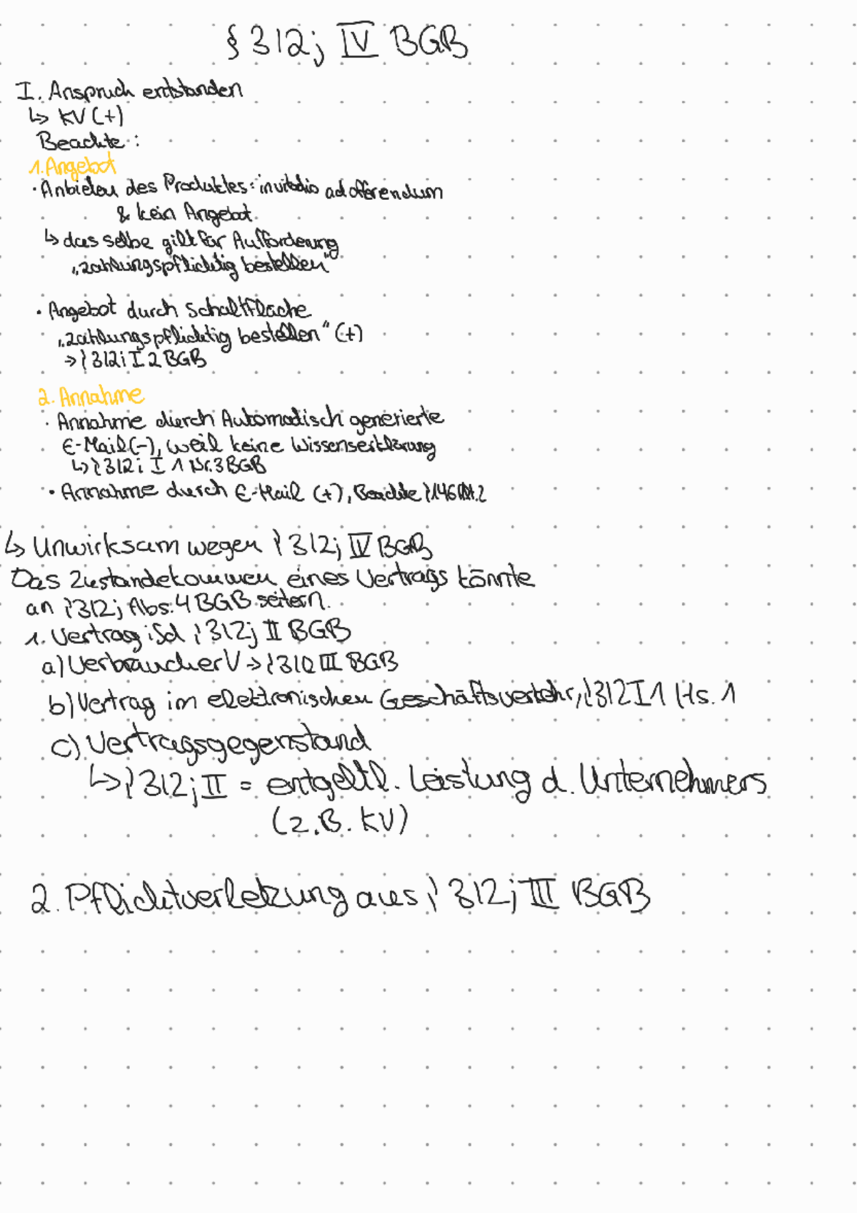 312j BGB - Anspruchsgrundlagen und Vertragsbildung Schema - Studocu
