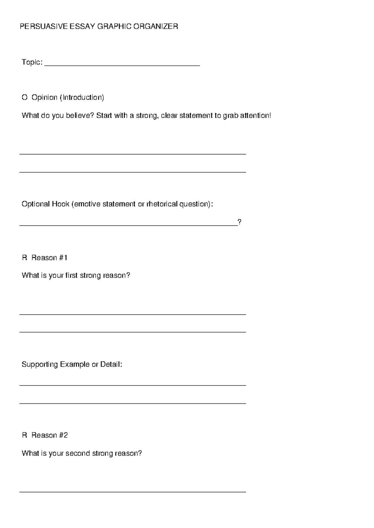 PERSUASIVE ESSAY GRAPHIC ORGANIZER: Structuring Your Argument - Studocu