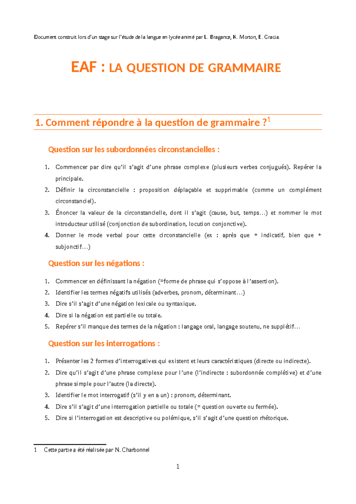 EAF : Questions de Grammaire et Analyse des Structures Syntaxiques ...