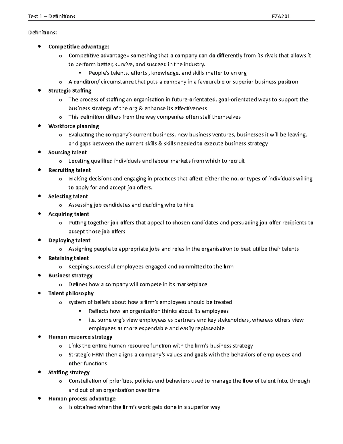 Chapter 1 - Strategic staffing (long questions) - Chapter 1 – Strategic ...