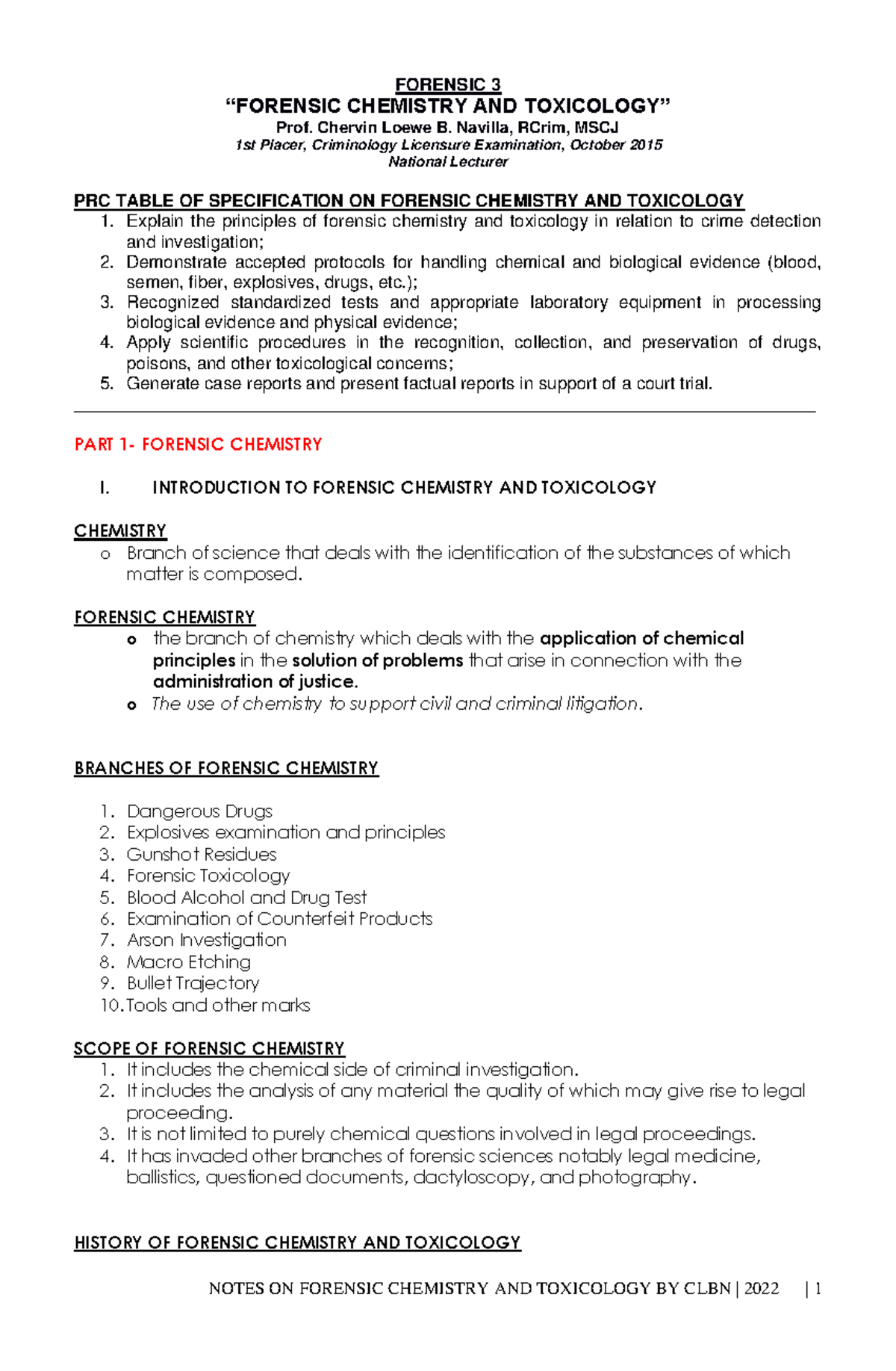 FS 3 Final Exam Notes on Forensic Chemistry and Toxicology - Studocu